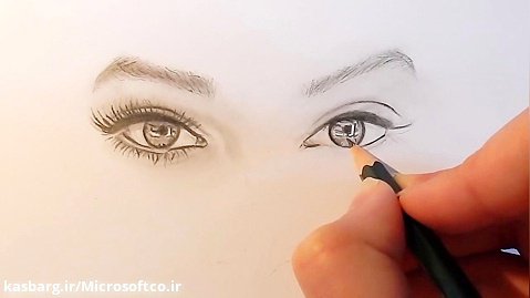 آموزش طراحی چشم و بینی و لب با مداد