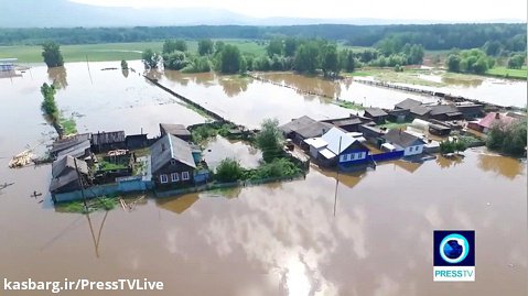 Russia: Drone captures heavy flooding in Siberia
