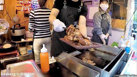 گوشت گاو BBQ و گوشت خوک Kalbi. سئول خیابان غذا، کره جنوبی
