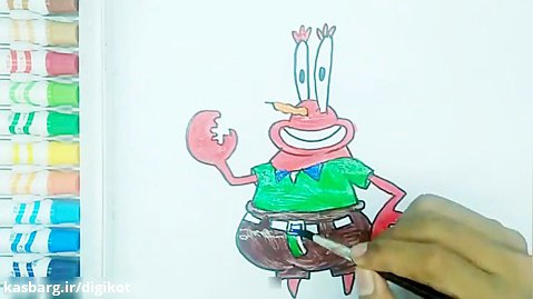 چگونه آقای خرچنگ کارتون باب اسفنجی را بکشیم؟ آموزش نقاشی به کودکان