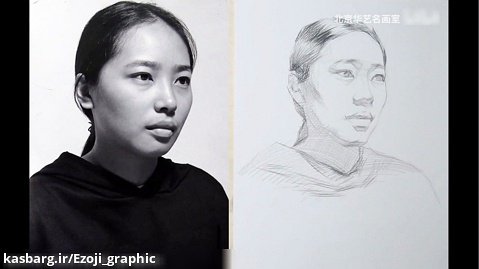 طراحی چهره با مداد و زغال
