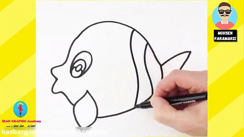 آموزش نقاشی کودکان : نقاشی و طراحی ماهی رنگی ناز و رنگ آمیزی #آموزش نقاشی ماهی