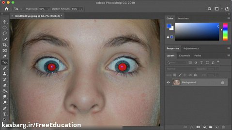 آموزش از بین بردن قرمزی چشم در فتوشاپ (ابزار ( Red Eye )