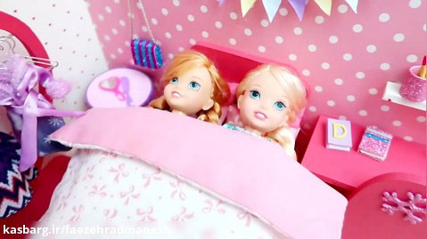 اتاق خواب عروسک مینیاتوری برای السا و آنا