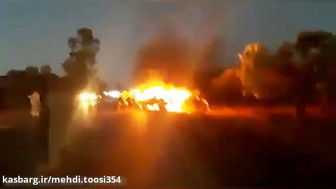 انهدام خودروی یکی از فرماندهان تروریستها سوریه توسط پهباد آمریکا