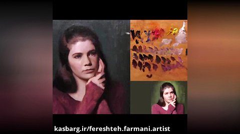 نقاشی از چهره دختر با رنگ و روغن