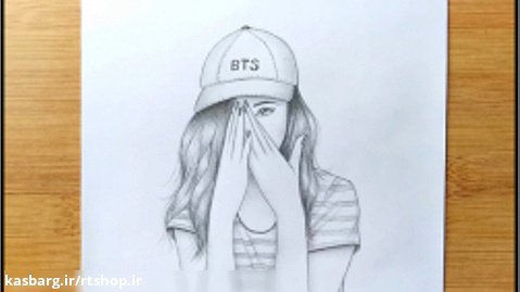 آموزش نقاشی دختری با کلاه با چهره پنهان