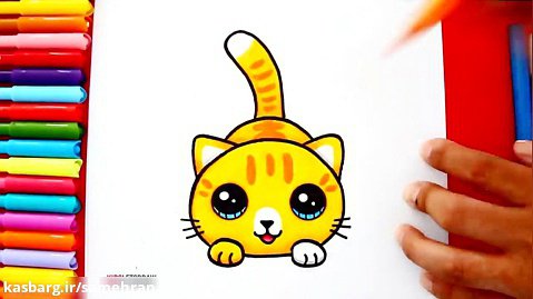 نقاشی - طریقه کشیدن یک گربه ی ناز کوچولو - آموزشی