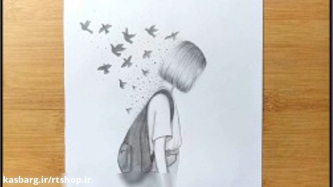 آموزش نقاشی دختری با کیف مدرسه