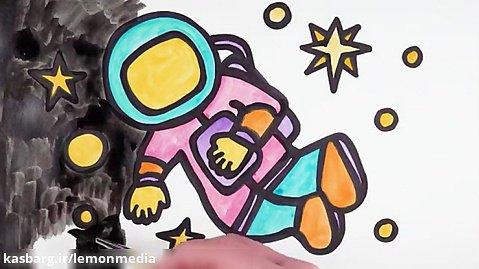 اموزش نقاشی برای کودکان - فضانورد