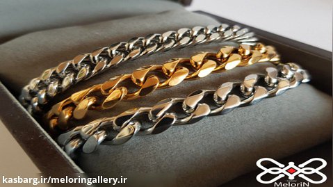 دستبند استیل طرح کارتیر ابکاری شده طلا