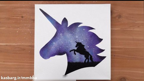 نقاشی با رنگ اکریلیک : نقاشی اسب تک شاخ