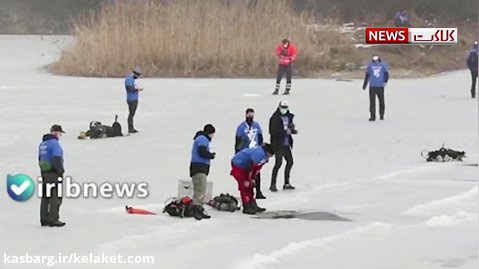 شکستن رکورد شنا زیر یخ