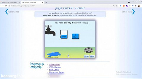 بازی آنلاین ریاضی معمایی ظرف آب